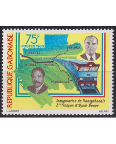 F-EX63824 GABON MNH 1986 INAUGURATION RAILWAY TRAIN LOCOMOTIVE FERROCARRIL.