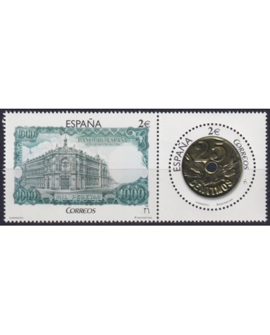 F-EX63902 ESPAÑA SPAIN MNH 2016 NUMISMATICS GOLDEN EMBOSSED COIN & BANKNOTE.