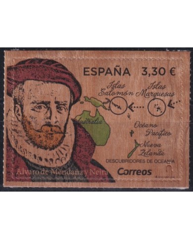F-EX63923 ESPAÑA SPAIN MNH 2018 WOOD PRINTING INDICO OCEAN DISCOVERY ALVARO DE MENDAÑA.