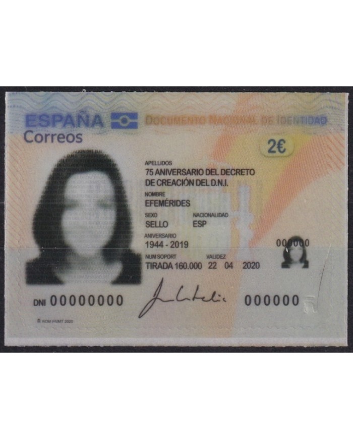 F-EX63939 ESPAÑA SPAIN MNH 2020 3D PRINTING 75º ANNIV OF DNI.