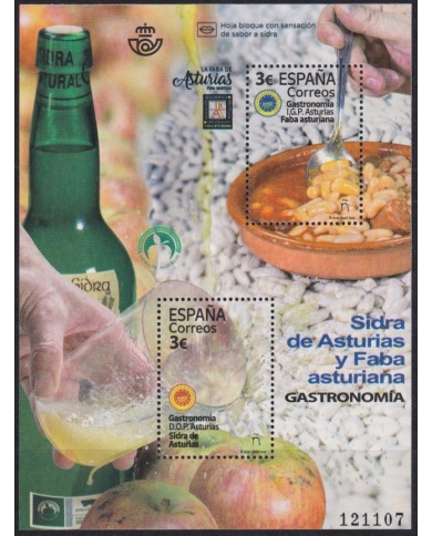 F-EX63941 ESPAÑA SPAIN MNH 2020 GASTRONOMY FOOD SIDRA BEVERAGE & FABADA TEXTURE.
