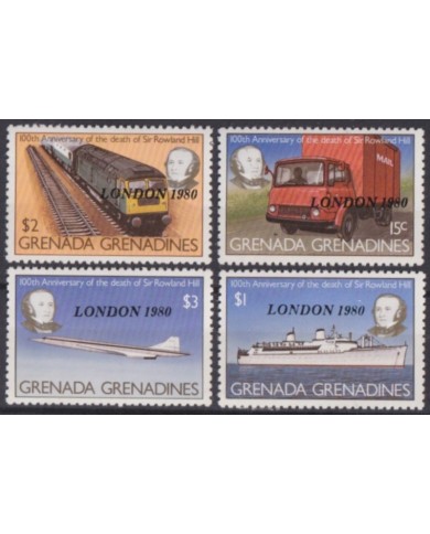 F-EX63362 GRENADA & GRENADINES MNH 1980 ROWLAND HILL AVION RAILWAY TRAIN LOCOMOTIVE FERROCARRIL.