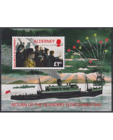 F-EX63945 ALDERNEY ENGLAND UK MNH 1995 WWII SHIP RETURN OF THE ISLAND 1945.