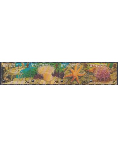 F-EX63947 ENGLAND ALDERNEY IS MNH 1993 WWF SEA MARINE WILDLIFE FISH PECES LOBSTER.