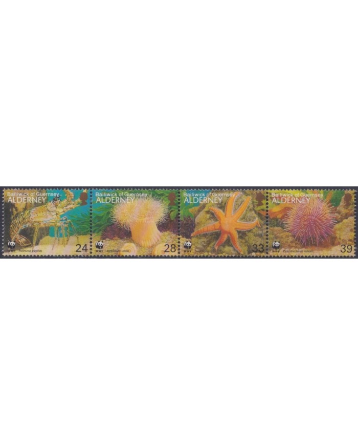 F-EX63947 ENGLAND ALDERNEY IS MNH 1993 WWF SEA MARINE WILDLIFE FISH PECES LOBSTER.