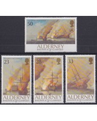 F-EX63950 UK ENGLAND GUERNSEY ALDERNEY MNH 1991 SHIP HELIPTER AIRPLANE.