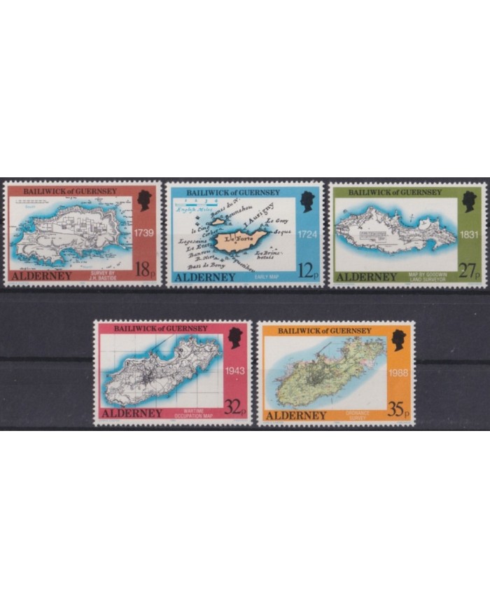 F-EX63954 ENGLAND UK ALDERNEY IS MNH 1989 ISLAND MAP.