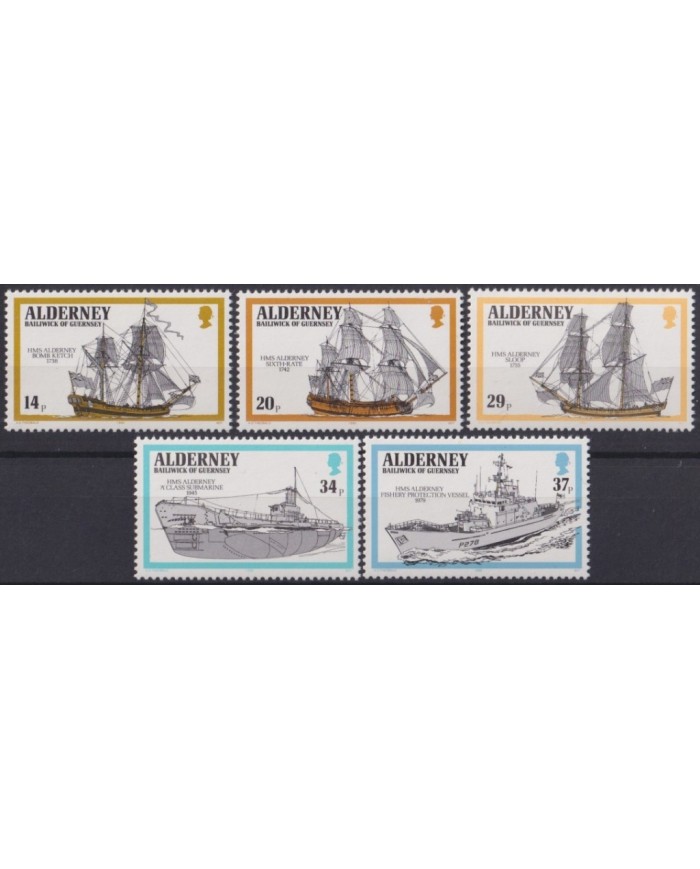 F-EX63956 UK ENGLAND GUERNSEY ALDERNEY MNH 1990 SHIP SUBMARINE.