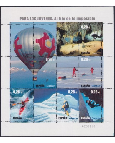 F-EX63798 ESPAÑA SPAIN MNH 2005 AL FILO DE LO IMPOSIBLE ADVENTURES BALLON GLOBE CAVERN.