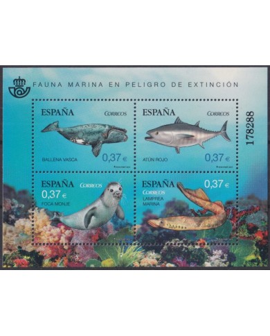 F-EX64240 ESPAÑA SPAIN MNH 2013 ENDANGERED MARINE FAUNA FISH WHALE OCTOPUS.