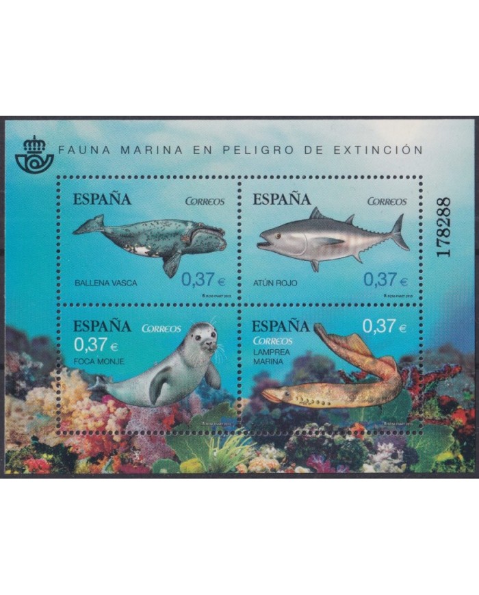 F-EX64240 ESPAÑA SPAIN MNH 2013 ENDANGERED MARINE FAUNA FISH WHALE OCTOPUS.