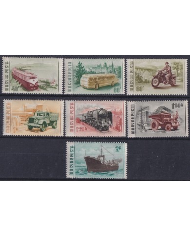 F-EX63275 HUNGARY ORIGINAL GUM1955 VEHICLES FOR EXPORTATION RAILROAD BUS CYCLE AUTO.