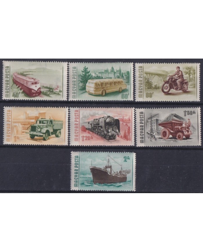 F-EX63275 HUNGARY ORIGINAL GUM1955 VEHICLES FOR EXPORTATION RAILROAD BUS CYCLE AUTO.