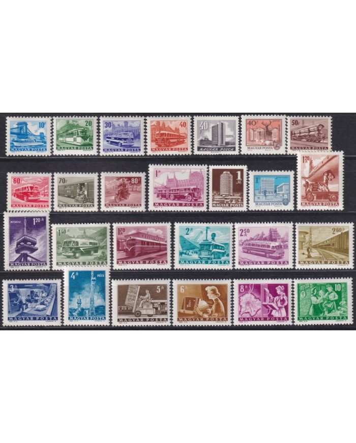 F-EX62769 HUNGARY MNH 1963-72 DEFINITIVE TRANSPORT BUS AUTOMOVIL RAILROAD TRAIN RAILWAYS LOCOMOTIVE FERROCARRIL.