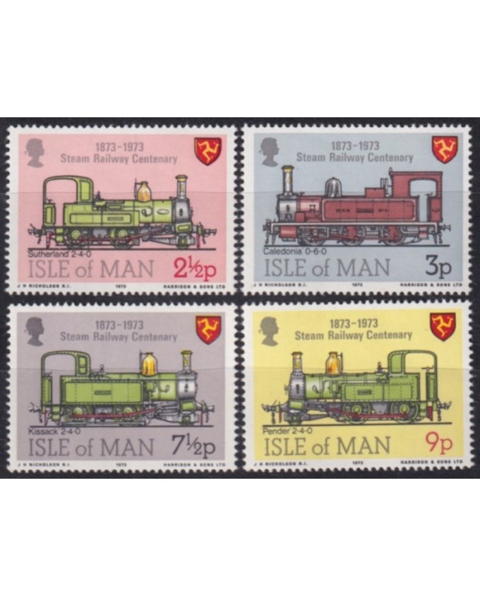 F-EX63276 ENGLAND MAN IS UK MNH 1973 RAILROAD TRAIN RAILWAYS LOCOMOTIVE FERROCARRIL.