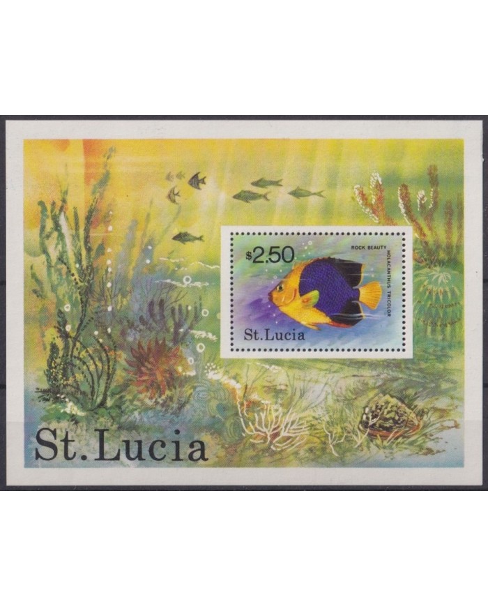 F-EX61840 STA LUCIA MNH 1978 MARINE WILDLIFE FISH REEF CORAL.