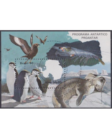 F-EX61843 BRAZIL MNH 1990 ANTARCTIC RESEARCH PROGRAM MARINE WILDLIFE FISH PENGUIN.