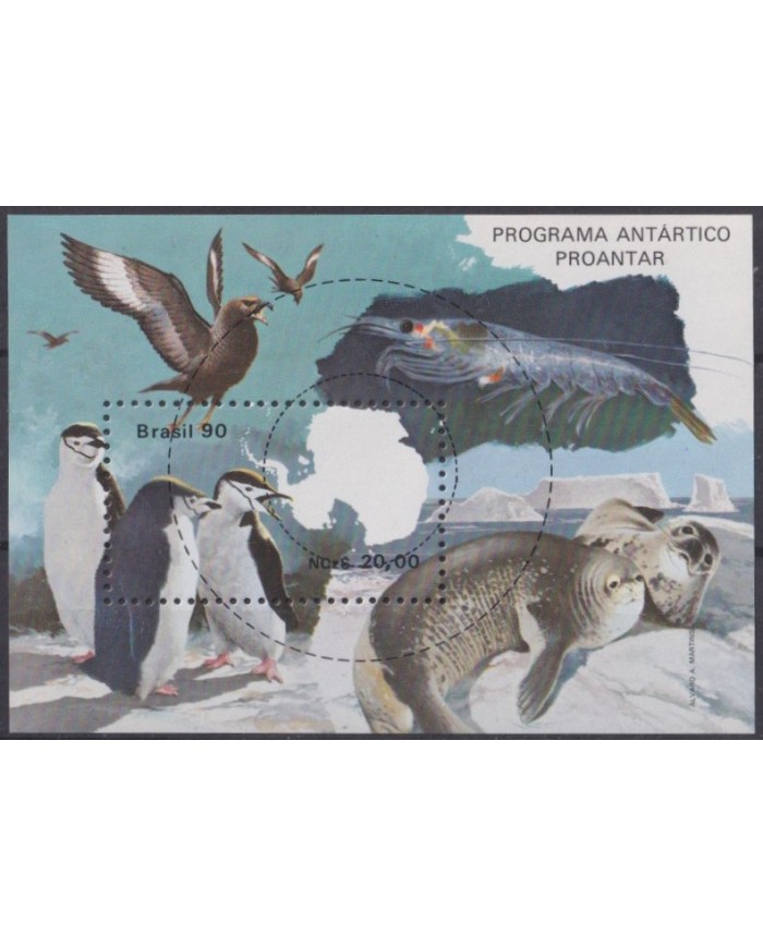 F-EX61843 BRAZIL MNH 1990 ANTARCTIC RESEARCH PROGRAM MARINE WILDLIFE FISH PENGUIN.