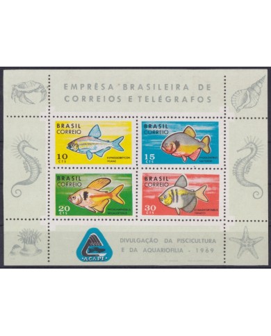 F-EX61845 BRAZIL MNH 1969 MARINE WILDLIFE FISH PISCICULTURE.