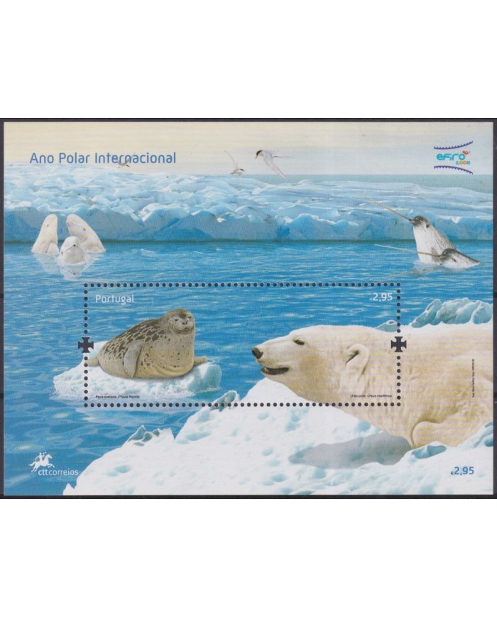 F-EX61847 PORTUGAL MNH 2008 POLAR YEAR MARINE WILDLIFE POLAR BEAR.