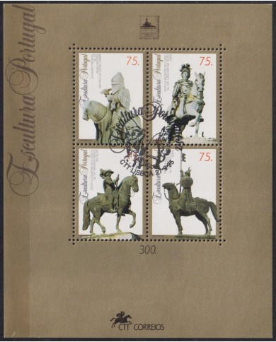 F-EX61224 PORTUGAL USED 1995 ART SCULTURE BLOCK.