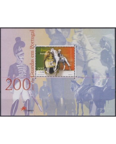 F-EX61959 PORTUGAL MNH 2001 200º ANNIV ARMY EQUESTRIAN GNR POLICE BLOCK.