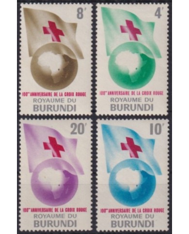 F-EX60063 BURUNDI MNH 1963 CENTENARIAL RED CROSS HEALTH FLAG & EARTH PLANET.