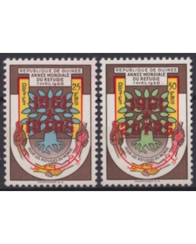 F-EX57420 GUINEA MNH 1961 WORLD YEAR OF REFUGEE RED OVERPRINT.