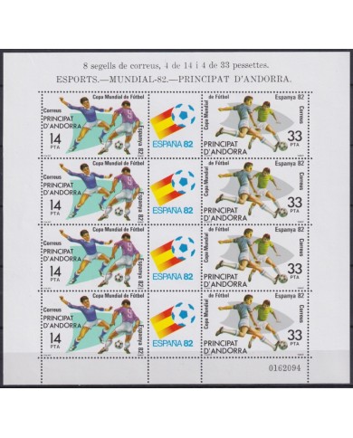 F-EX62289 ANDORRA MNH 1982 WORLD CHAMPIONSHIP SOCCER FOOTBALL SHEET.