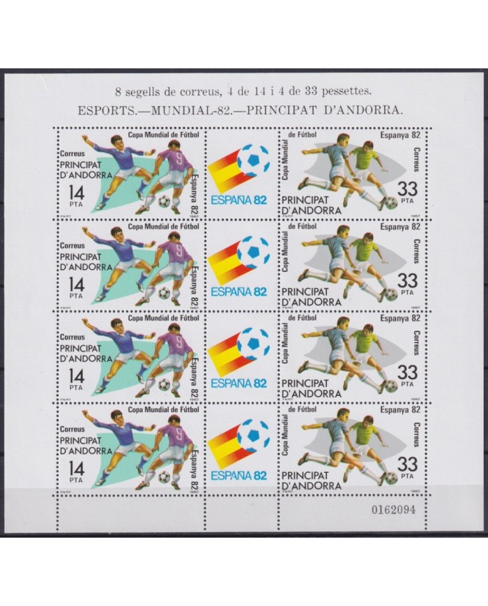 F-EX62289 ANDORRA MNH 1982 WORLD CHAMPIONSHIP SOCCER FOOTBALL SHEET.