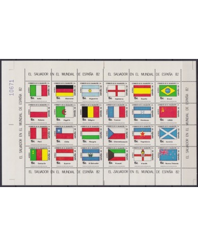 F-EX62288 EL SALVADOR MNH 1982 WORLD CHAMPIONSHIP SOCCER FOOTBALL FLAG & COAT ARMS.