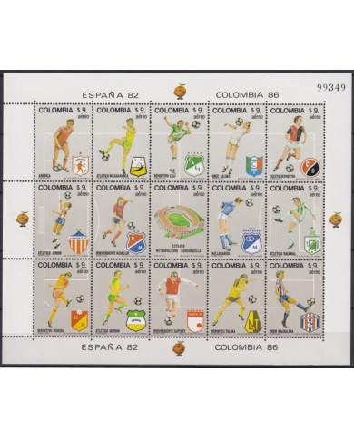 F-EX62287 COLOMBIA MNH 1982 WORLD CHAMPIONSHIP SOCCER FOOTBALL SPECIAL SHEET.