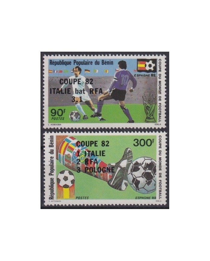 F-EX64276 BENIN MNH 1982 WINNER OVERPRINT FIFA CHAMPIONSHIP SOCCER FOOTBALL.