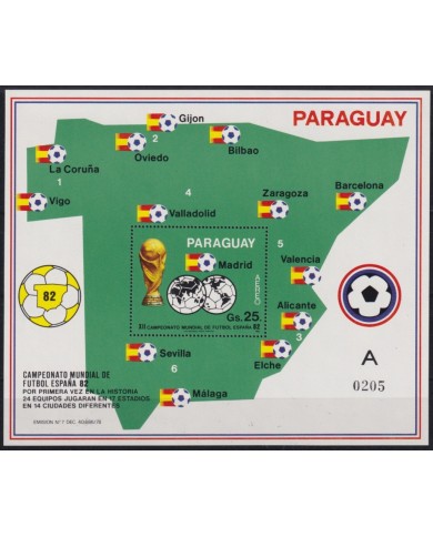 F-EX63642 PARAGUAY MNH 1982 WORLD CHAMPIONSHIP SOCCER FOOTBALL.