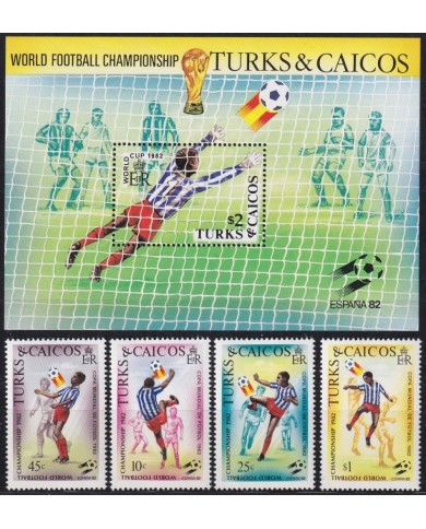 F-EX64272 TURKS & CAICOS MNH 1982 WORLD CHAMPIONSHIP SOCCER FOOTBALL.