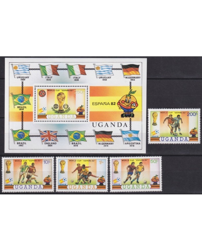 F-EX63623 UGANDA MNH 1982 WORLD CHAMPIONSHIP SOCCER FOOTBALL.