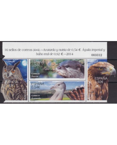F-EX64450 ESPAÑA SPAIN 2014 MNH ENDANGERED FAUNA BIRD PIGEON OWL EAGLE.