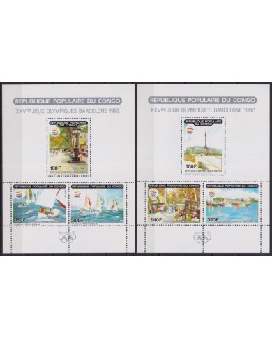 F-EX64623 CONGO MNH 1990 OLYMPIC GAMES BARCELONA RAMBLA SHIP LIMITED EDITION.