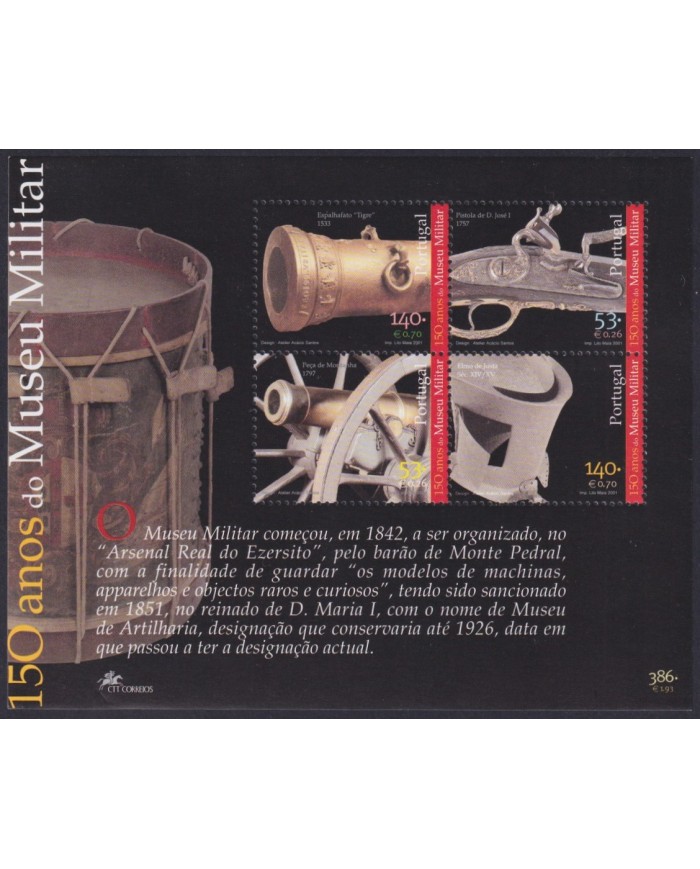 F-EX64628 PORTUGAL MNH 2001 ARTILLERY MILITAR MUSEUM.