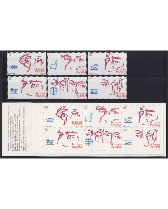 F-EX64629 SPAIN ESPAÑA MNH 1988 SET + BOOKLED DISCOVERY OF AMERICA PIZARRO.