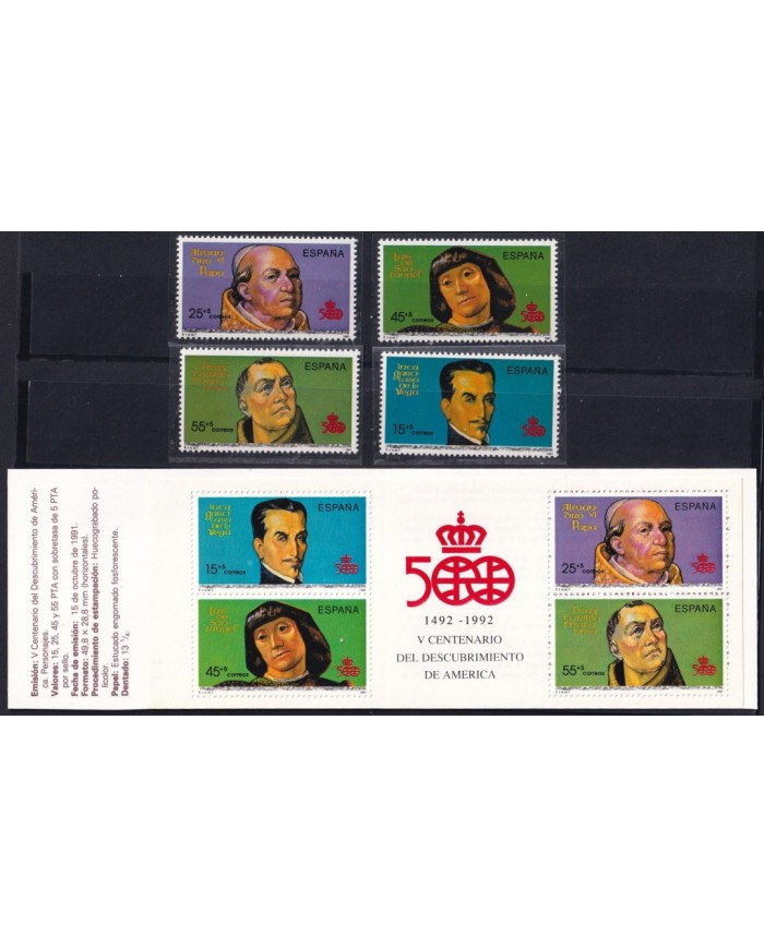 F-EX64631 ESPAÑA SPAIN MNH 1991 BOOKLED DISCOVERY ALEJANDRO VI POPE INCA.