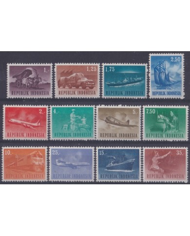 F-EX63529 INDONESIA MNH 1964 TRANSPORT CAMION SHIP TRAIN LOCOMOTIVE RAILROAD.