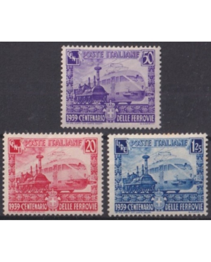 F-EX63368 ITALIA MH 1939 CENTENARY OF RAILROAD TRAIN LOCOMOTIVE RAILWAYS FERROCARRIL.