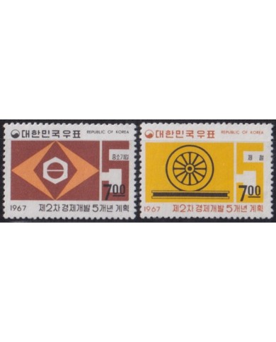 F-EX63538 KOREA MNH 1967 5 YEAR PLAN RAILWAYS TRAIN LOCOMOTIVE RAILROAD FERROCARRIL.