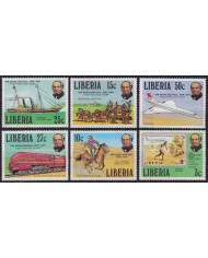 F-EX63407 LIBERIA MNH 1979 ROWLAND HILL RAILWAYS RAILROAD SHIP AVION AIRPLANE.