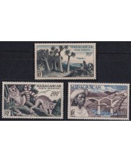 F-EX63960 MADAGASCAR MNH 1954 AIRMAIL BRIDGE LEMUR RAILWAYS TRAIN RAILROAD FERROCARRIL.