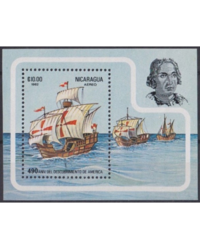 F-EX64466 NICARAGUA MNH 1992 DISCOVERY VOYAGE OF COLUMBUS SAILING SHIP.
