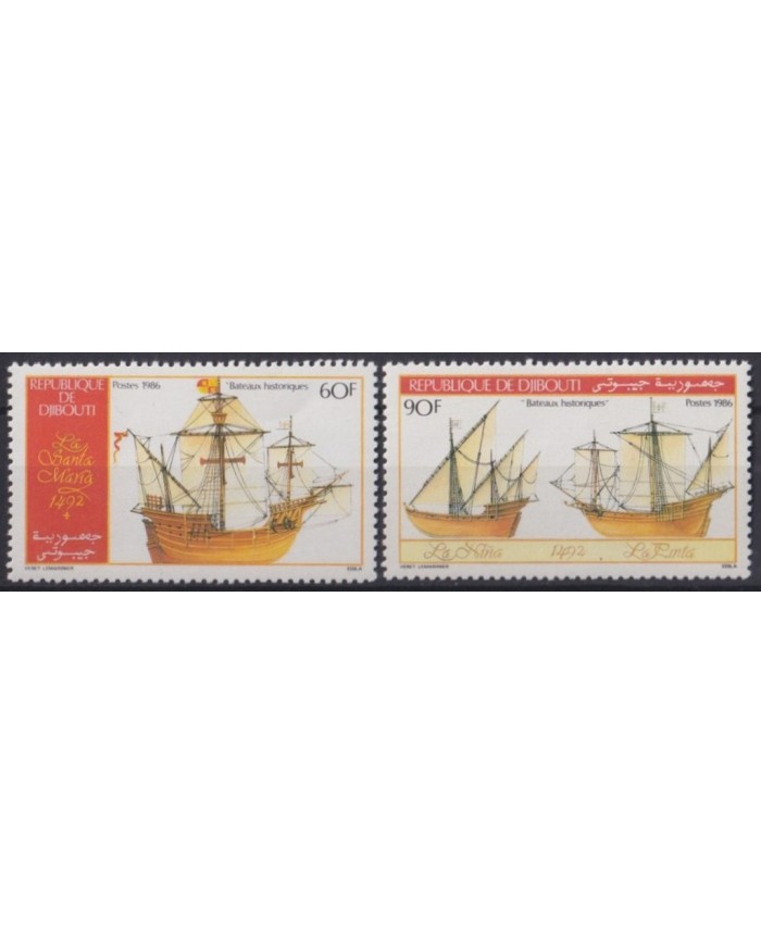 F-EX64471 DJIBOUTI MNH 1986 DISCOVERY AMERICA COLON COLUMBUS SHIP BARCOS.