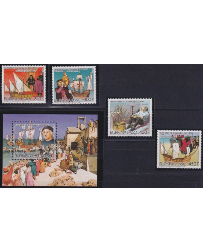 F-EX64476 BURKINA FASO MNH 1985 DISCOVERY COLON COLUMBUS SHIP.