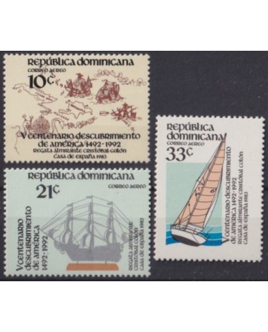 F-EX64484 REP DOMINICANA MNH 1983 DISCOVERY REGATTA COLUMBUS SHIP ANTILLES MAP.